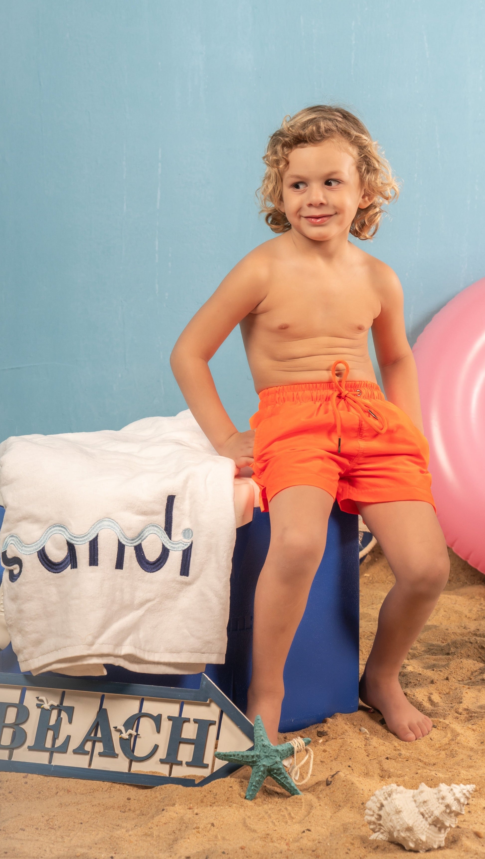 boys swim shorts orange made in egypt